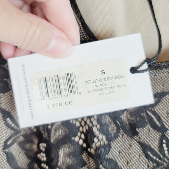 WEWOREWHAT Cutout Lace Asymmetric Midi Dress, sz Small - Picture 6 of 16